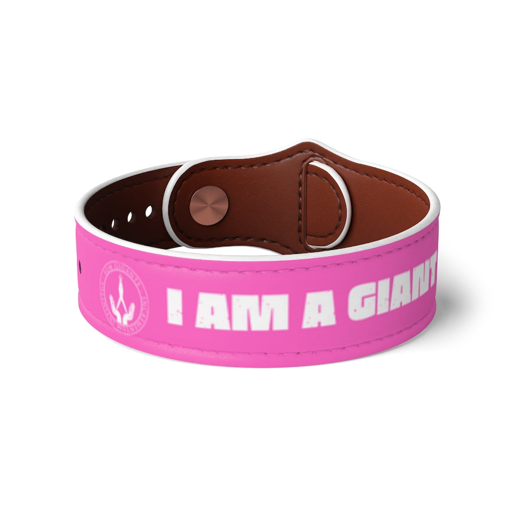 PINK I AM A GIANT Faux Leather Wristband