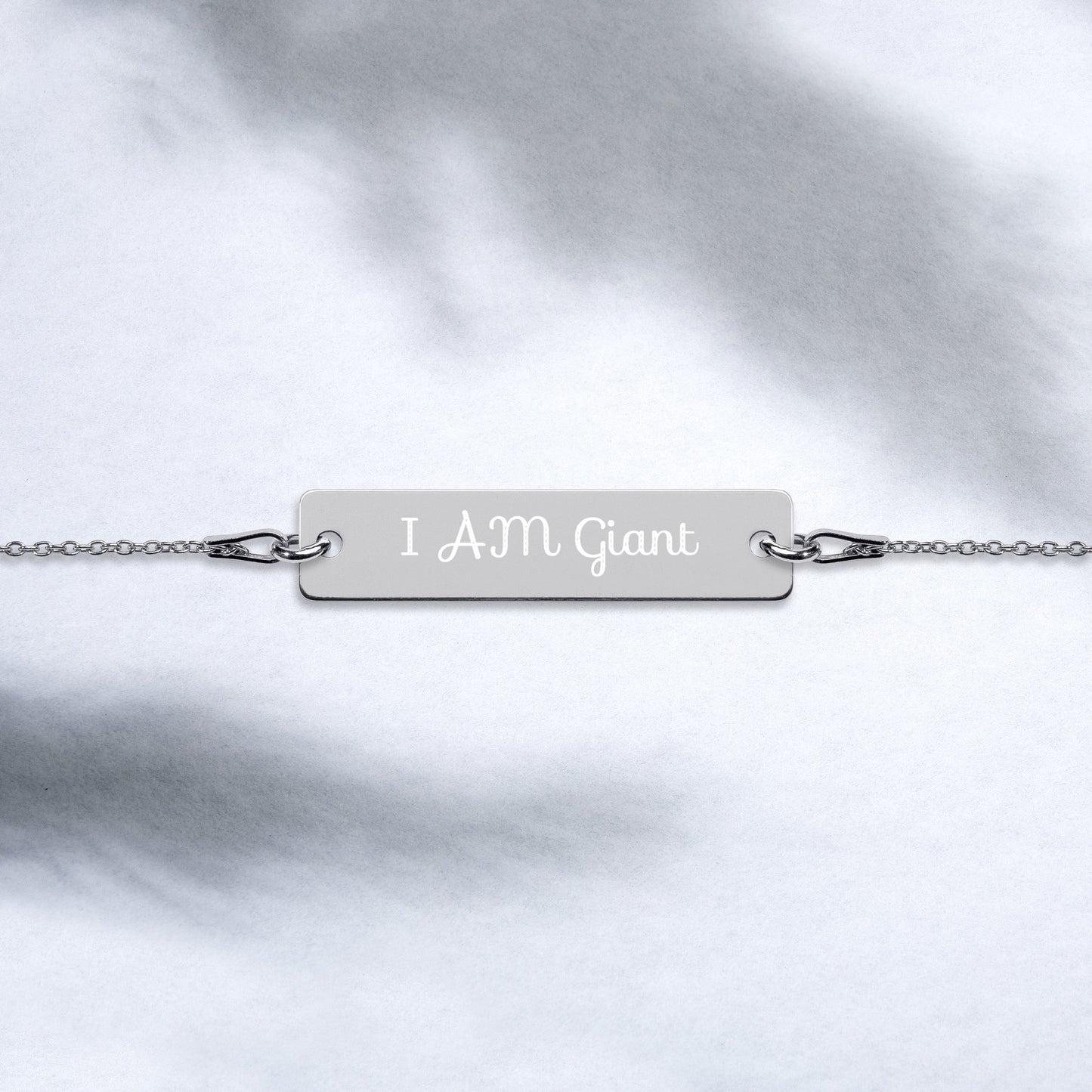 I AM Giant Engraved Silver Bar Chain Bracelet