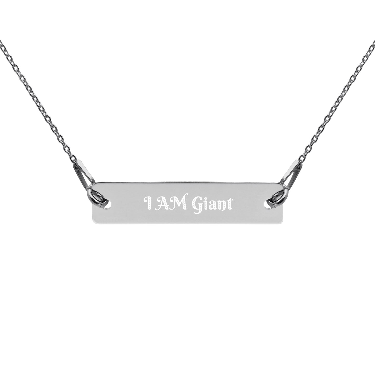 I AM Giant Engraved Silver Bar Chain Necklace