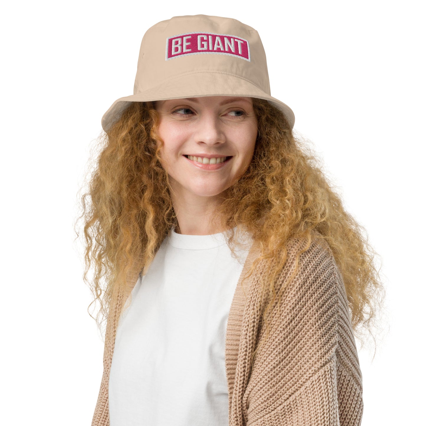 BE GIANT Pink Organic bucket hat