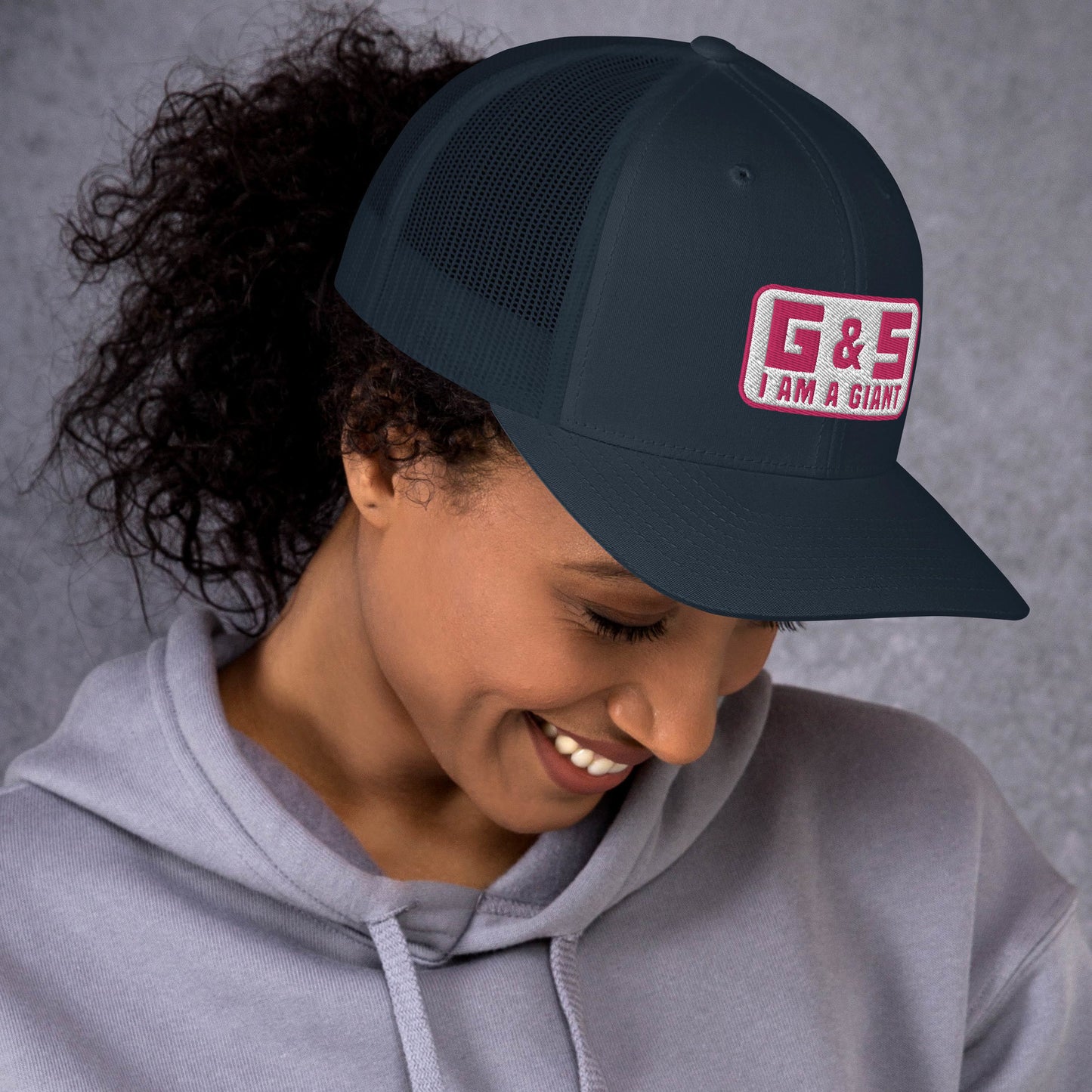 G & S I AM A GIANT Pink Lettering Trucker Cap